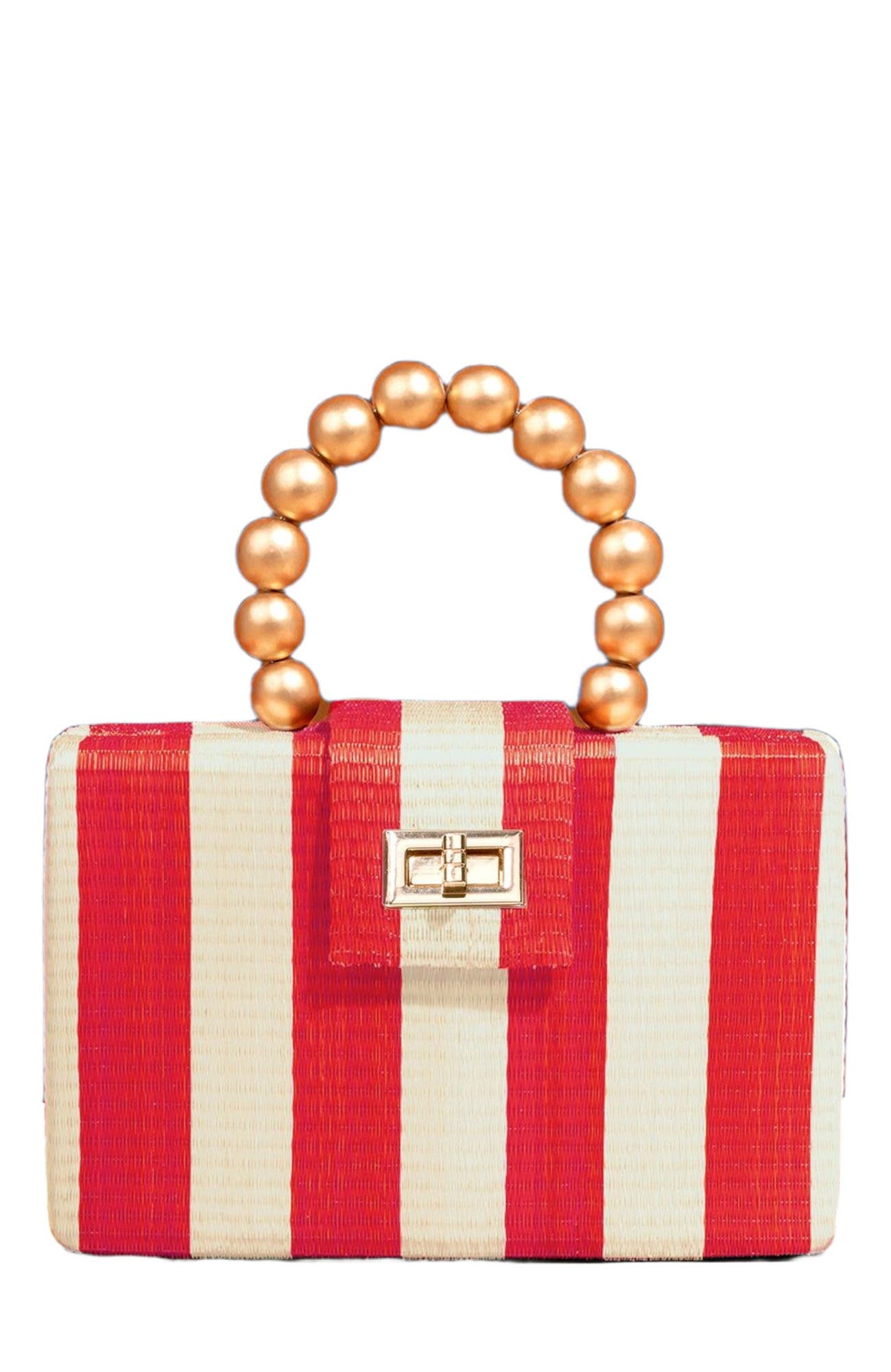Soli & Sun THE LOUISA Woven Straw Clutch Bag, Alternate, color, Red & Cream