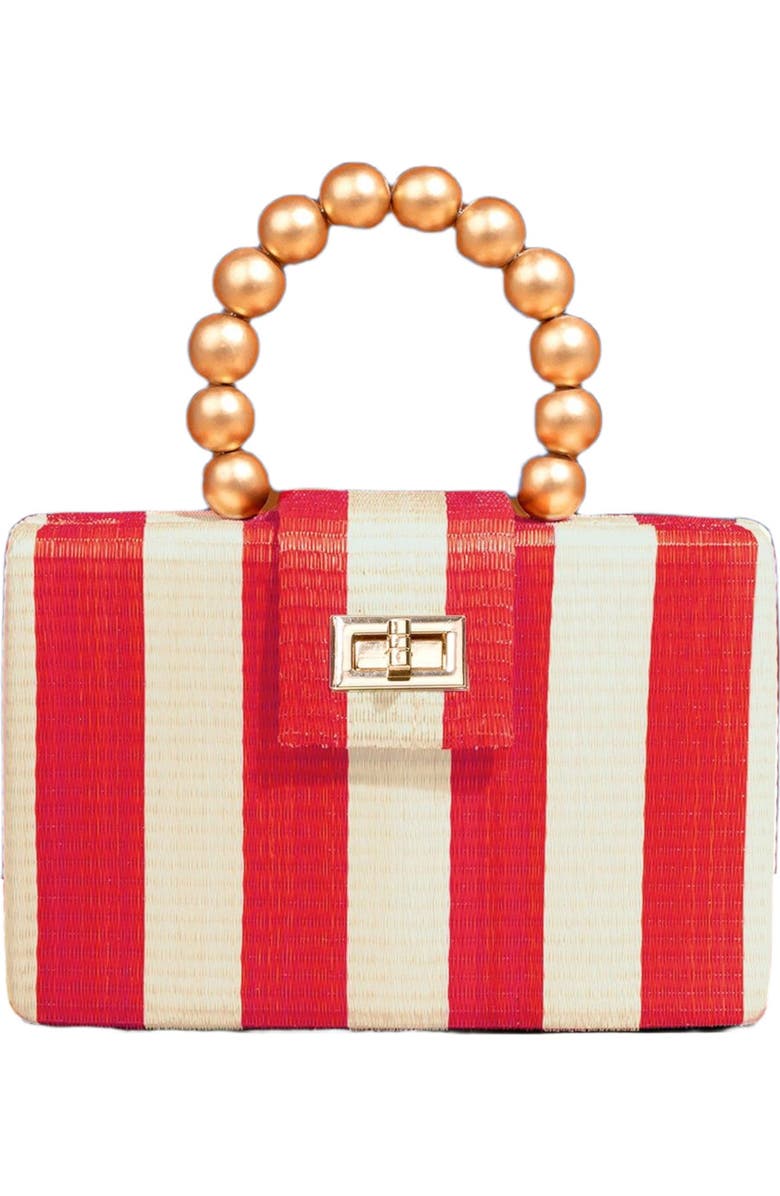 Soli & Sun THE LOUISA Woven Straw Clutch Bag, Alternate, color, Red & Cream