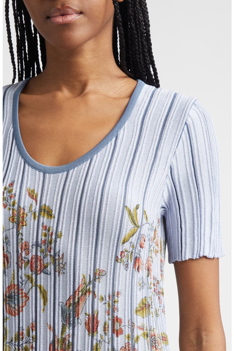 Short Sleeve Sweater Dress, Alternate, color, MULTICOLOR ON PALE BLUE BASE