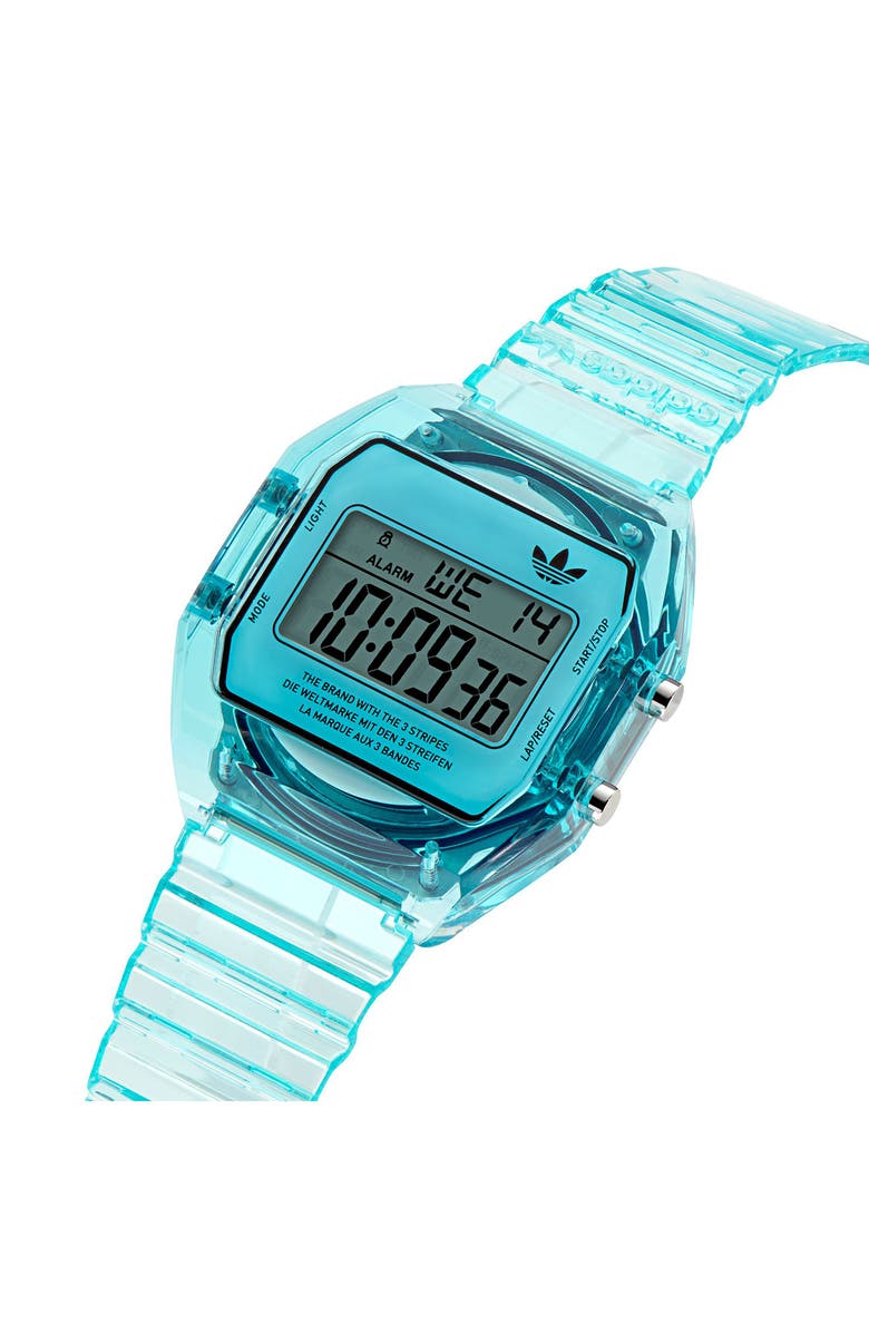 adidas AO Street Translucent Resin Strap Watch, Alternate, color, Blue