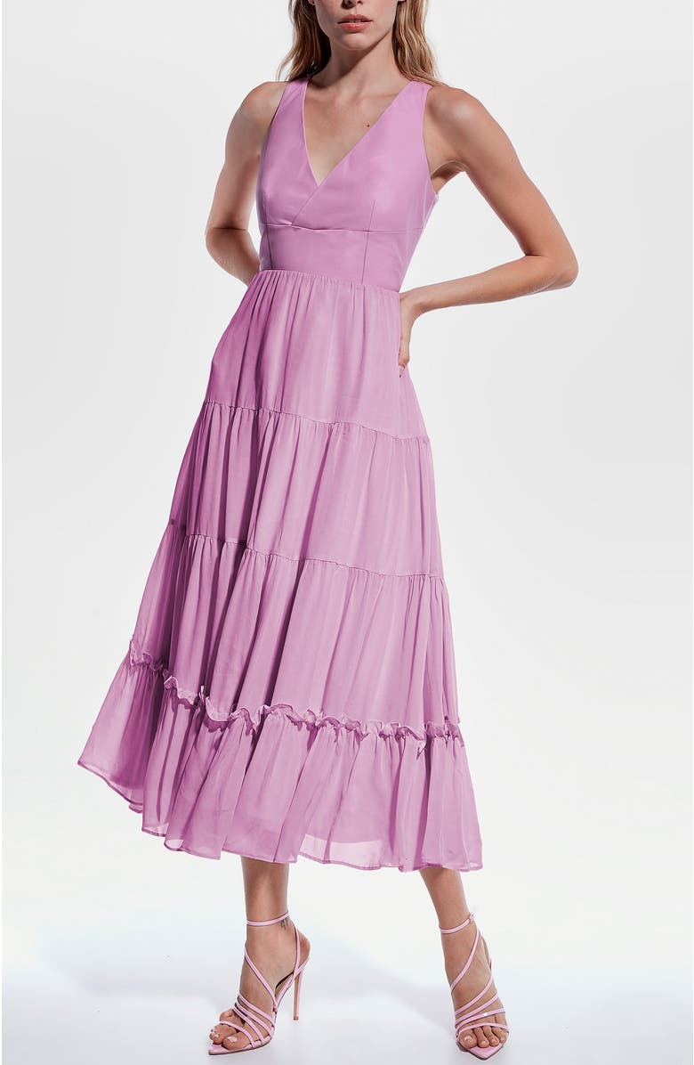 AS by DF Clementine Recycled Leather Dress, Main, color, Paris Pink