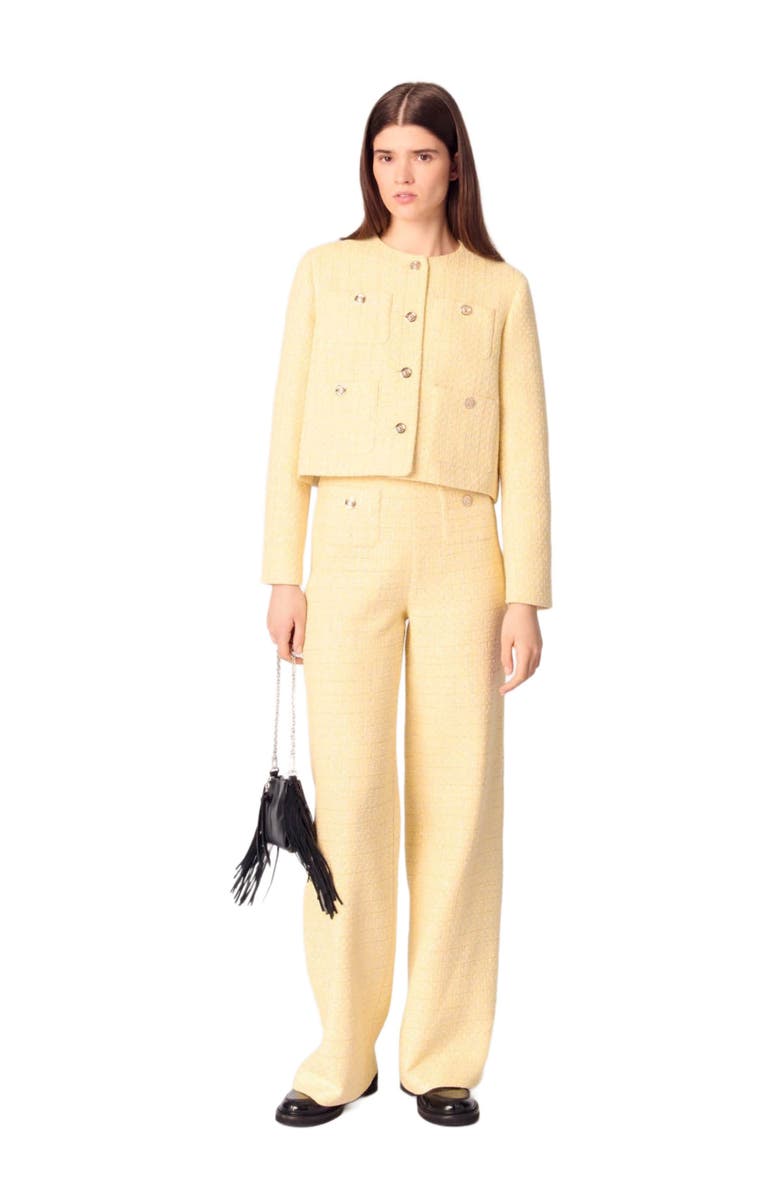 maje Straight-leg tweed/lurex trousers, Main, color, 