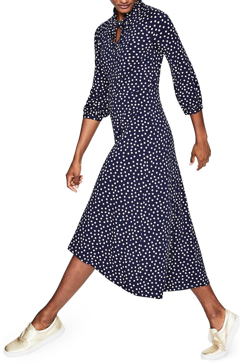 Rosa Scattered Spot Jersey Midi Dress, Alternate, color, NAVY/ MILKSHAKE SCATTERED SPOT