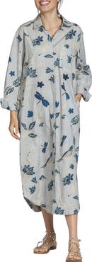 APNY Printed Long Sleeve Cotton Shirtdress