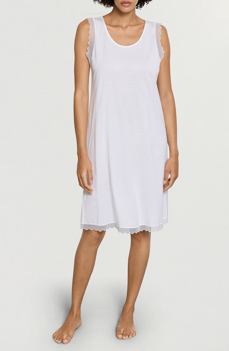 Hanro Inaya Scallop Tank Dress, Main, color, White