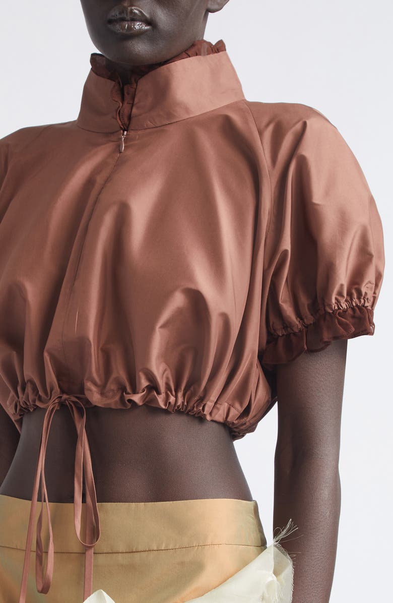 KIM SHUI Luana Crop Silk Taffeta Puff Top, Alternate, color, 