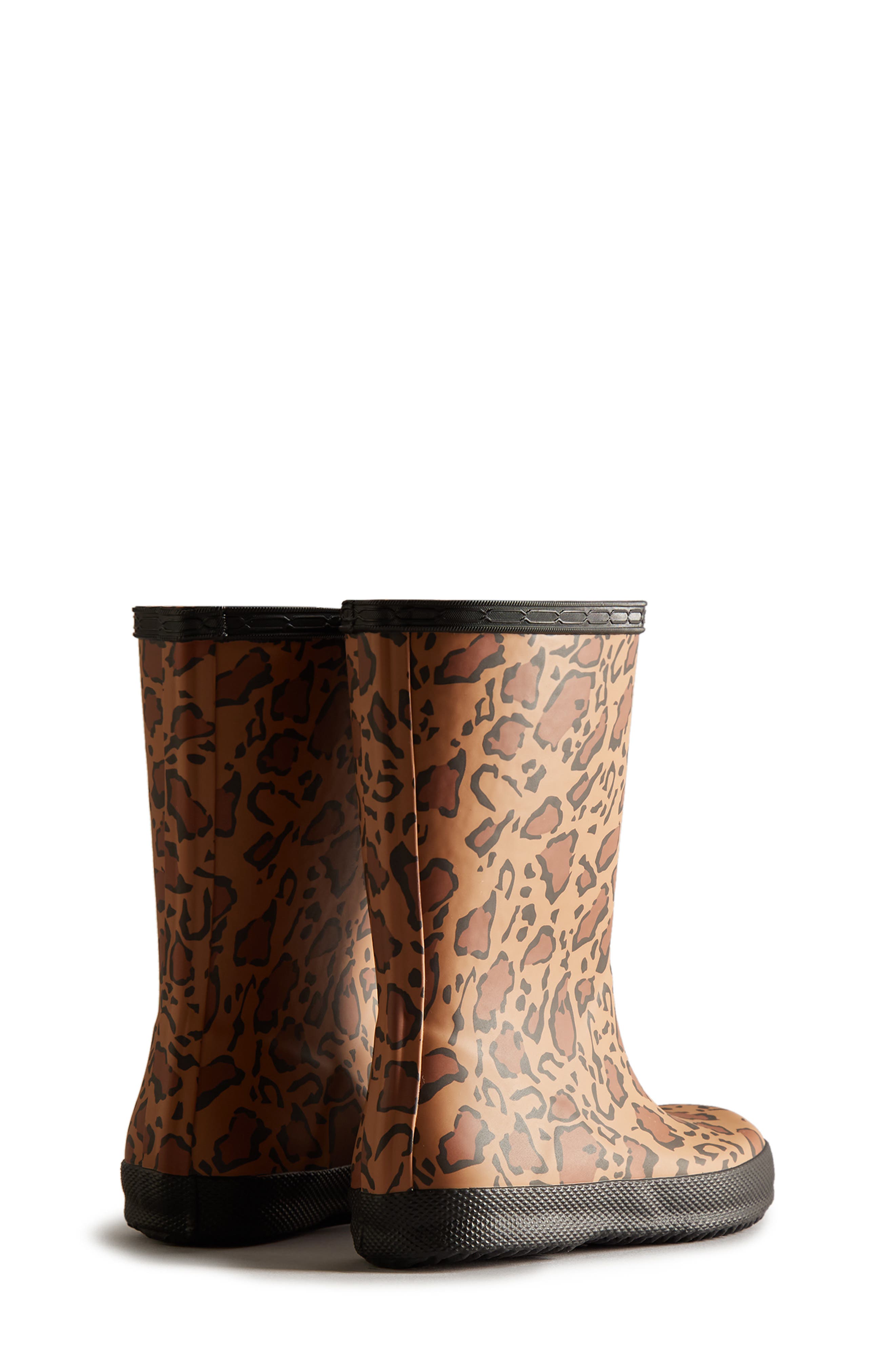 Hunter Kids' First Classic Leopard Print Rain Boot, Alternate, color, 