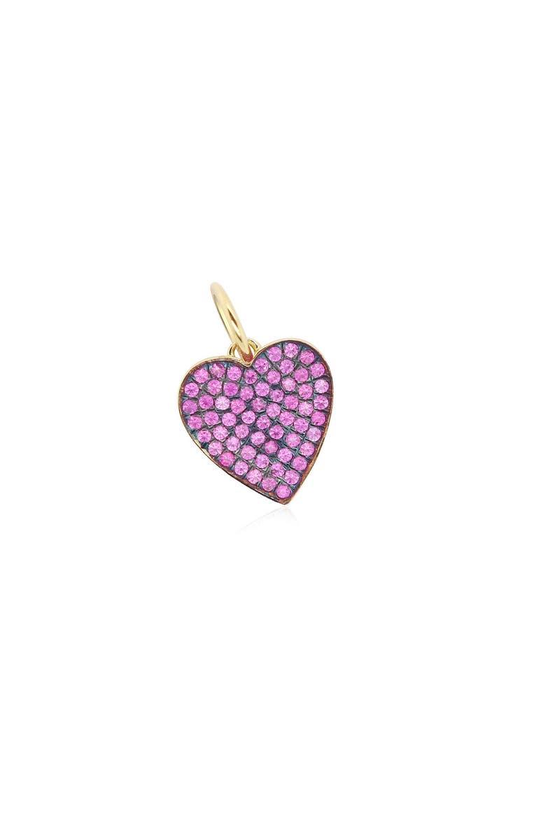 The Lovery Fine Jewelry Pink Sapphire Pave Heart Charm, Main, color, Pink Sapphire