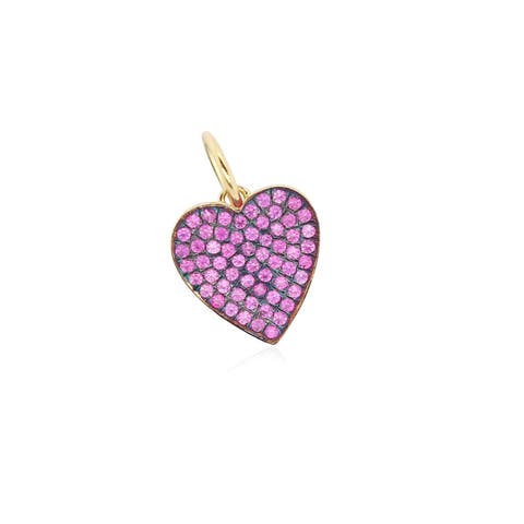 Pink Sapphire Pave Heart Charm