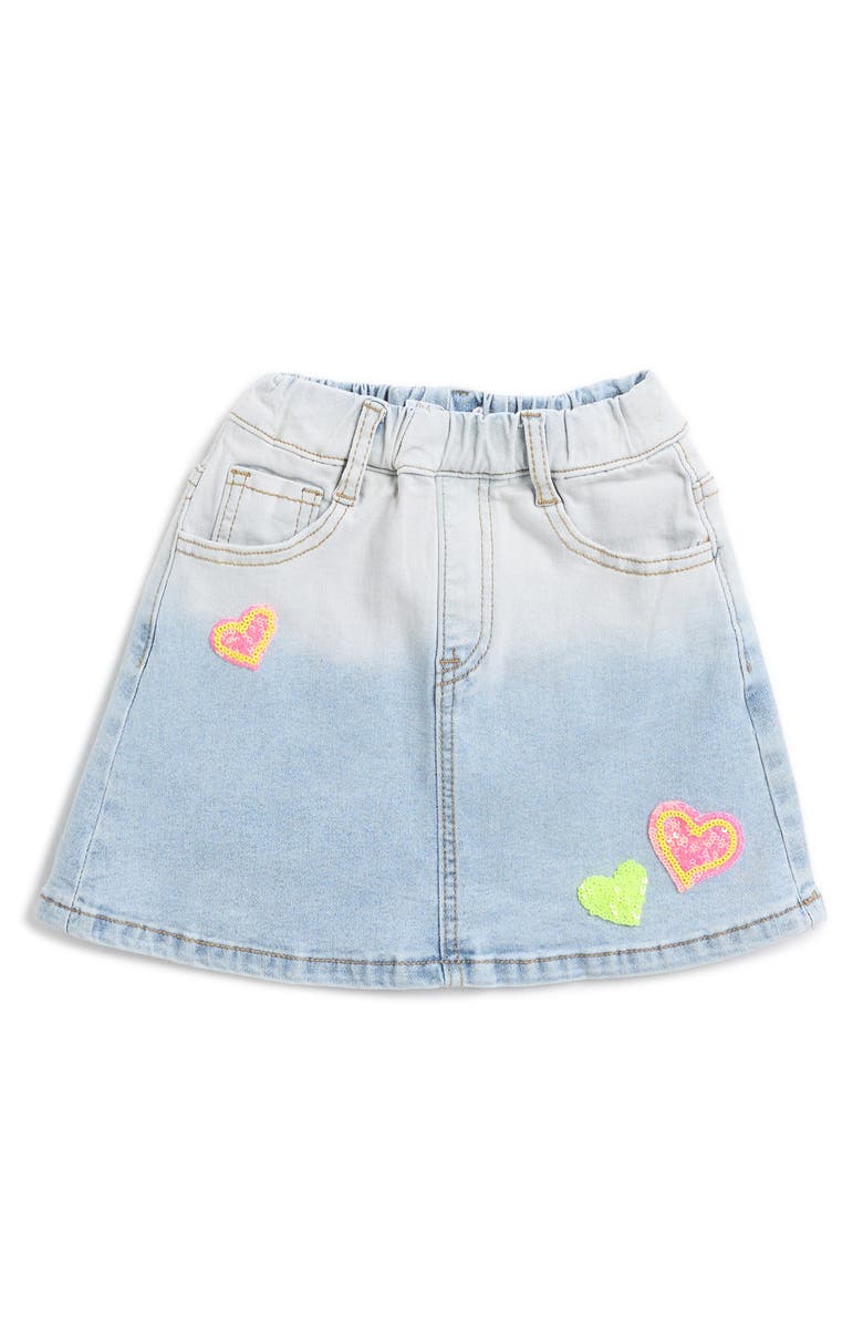 Doe A Dear Kids' Sequin Hearts Denim Skirt, Main, color,