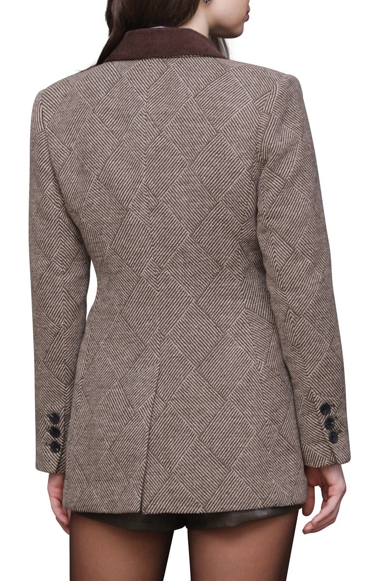 Avec Les Filles Basket Weave Doubled Breasted Hourglass Blazer, Alternate, color, Brown Basket