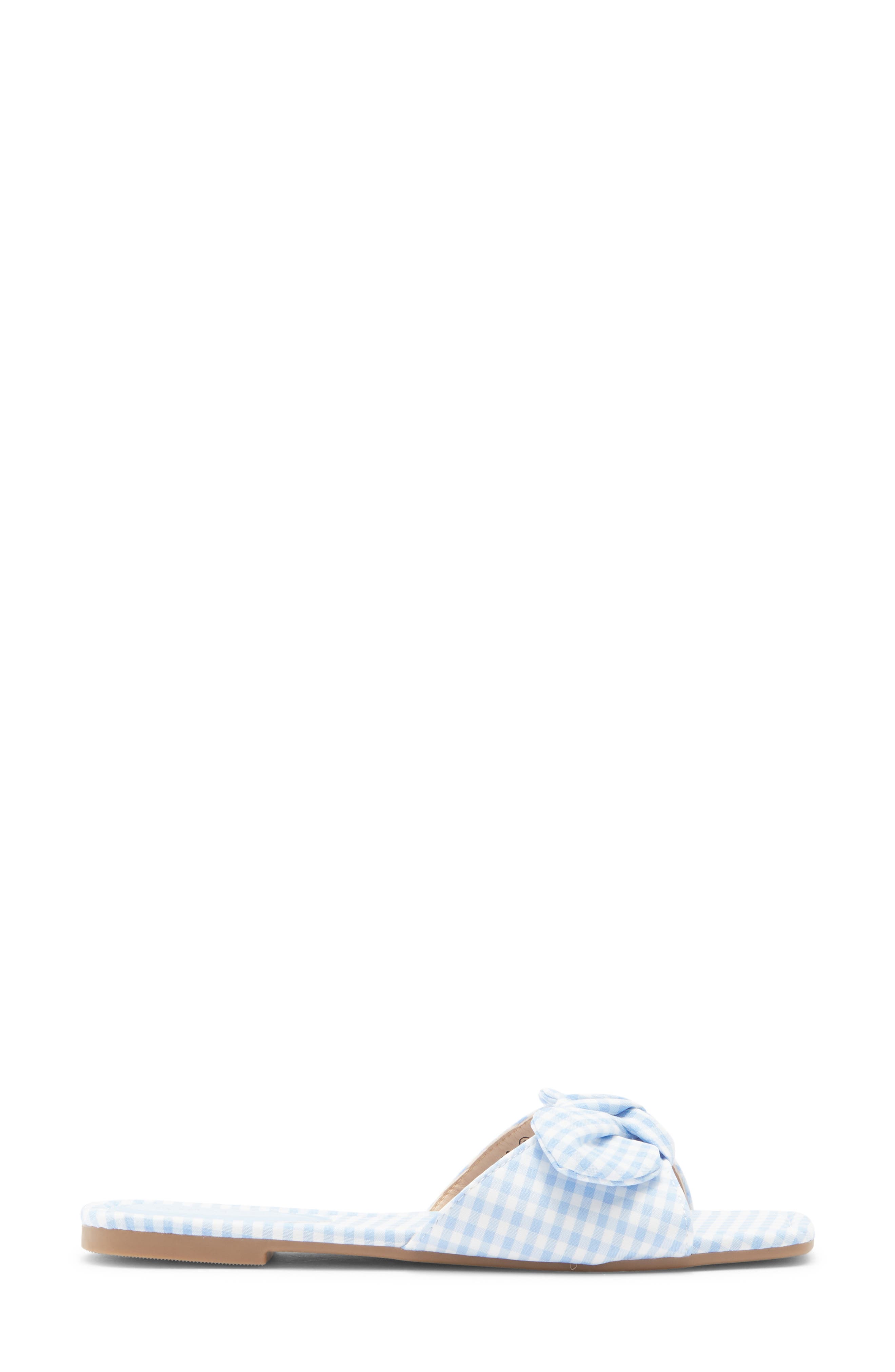 TOP MODA Penny Gingham Bow Slide Sandal, Alternate, color, Blue