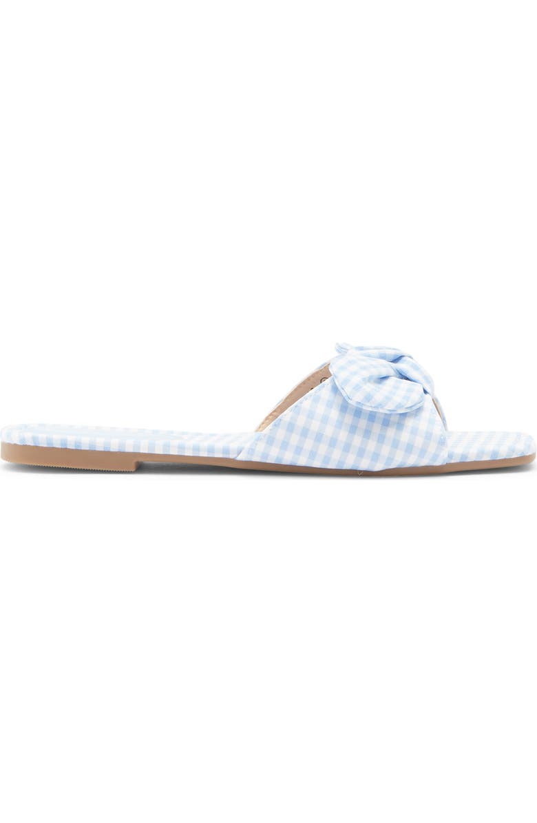TOP MODA Penny Gingham Bow Slide Sandal, Alternate, color, Blue