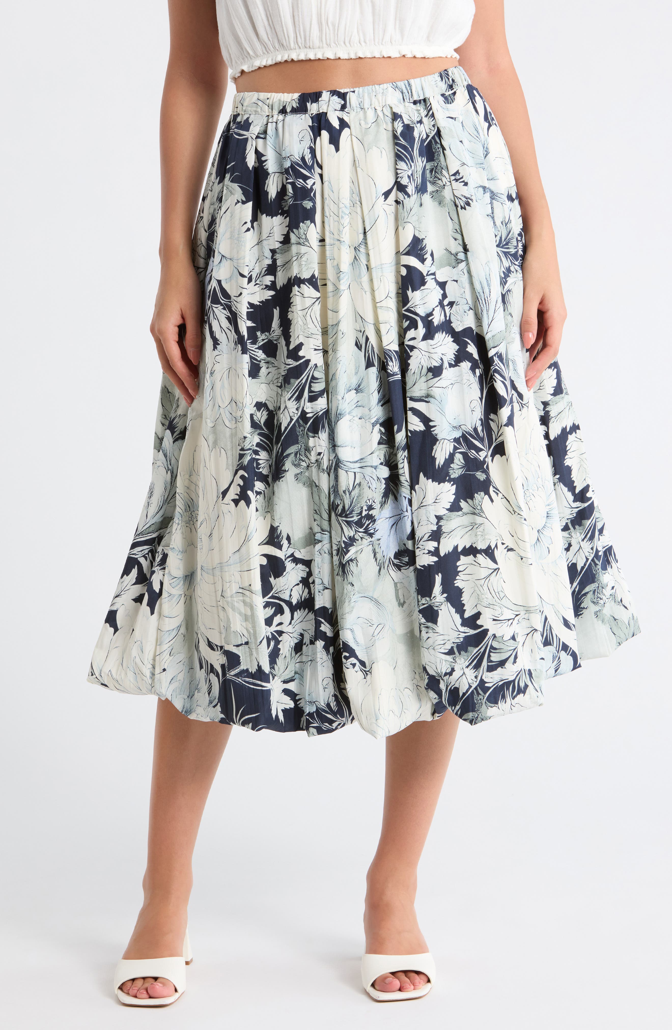 Adrianna Papell Printed Bubble Hem Skirt