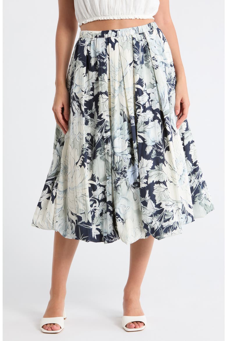 Printed Bubble Hem Skirt, Main, color, SOFT CLOUD VINTAGE FLORAL