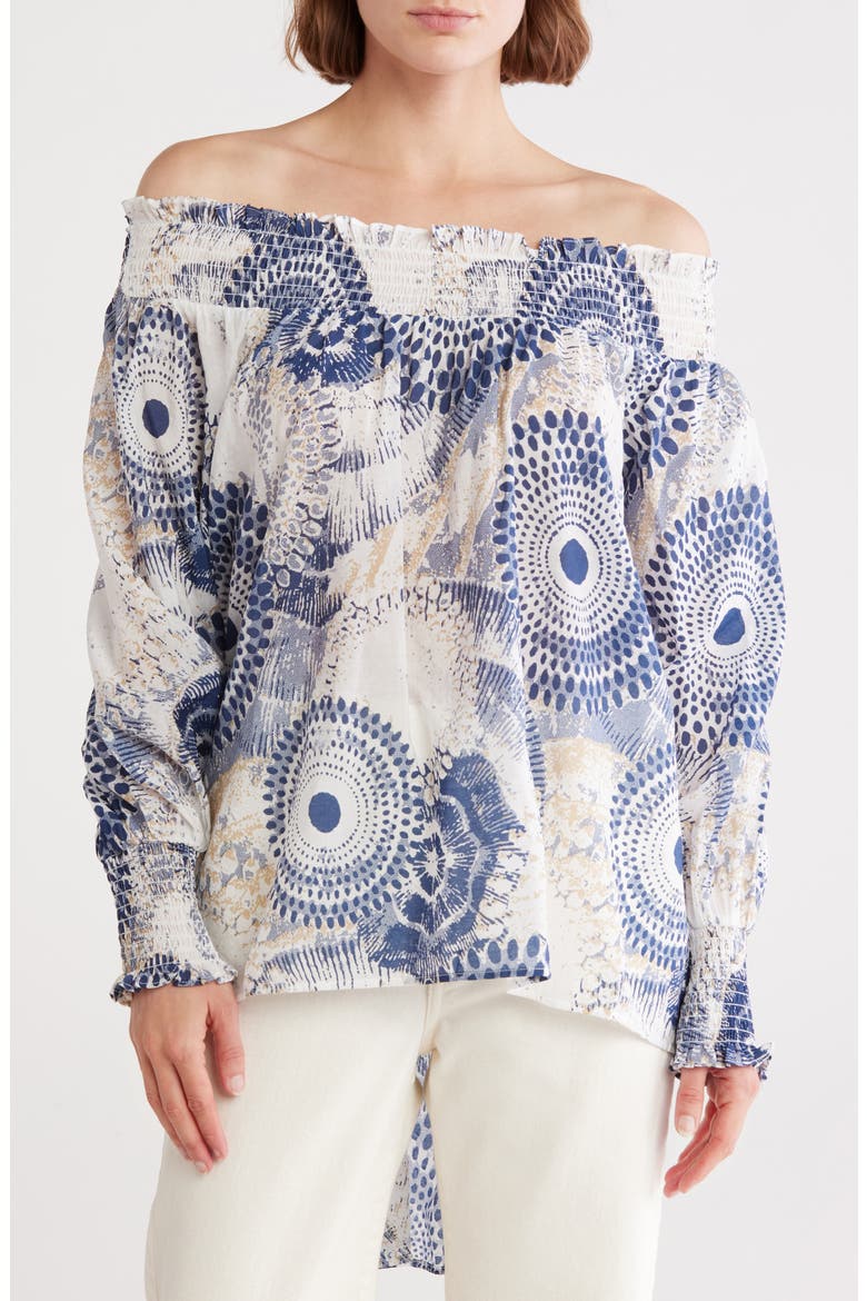 Off the Shoulder High-Low Tunic Shirt, Main, color, NAVY