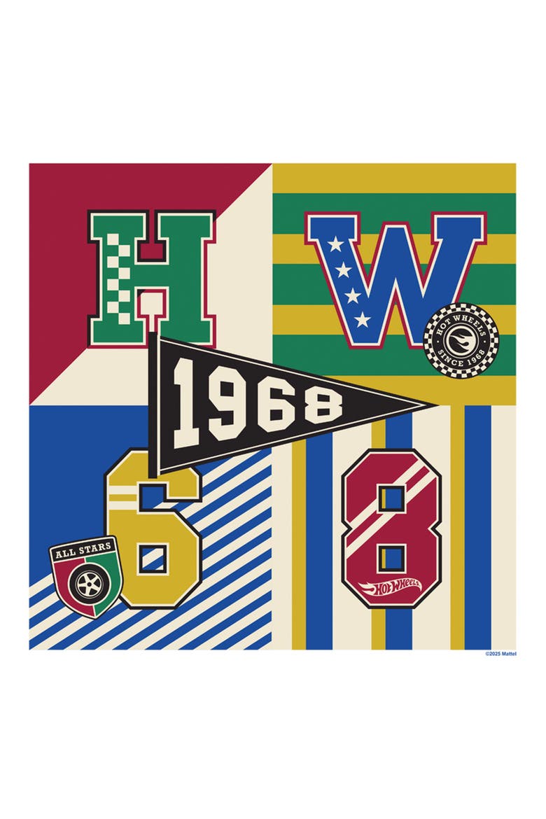 Mens Hot Wheels Retro Colors 1968 HW T Shirt, Alternate, color, White