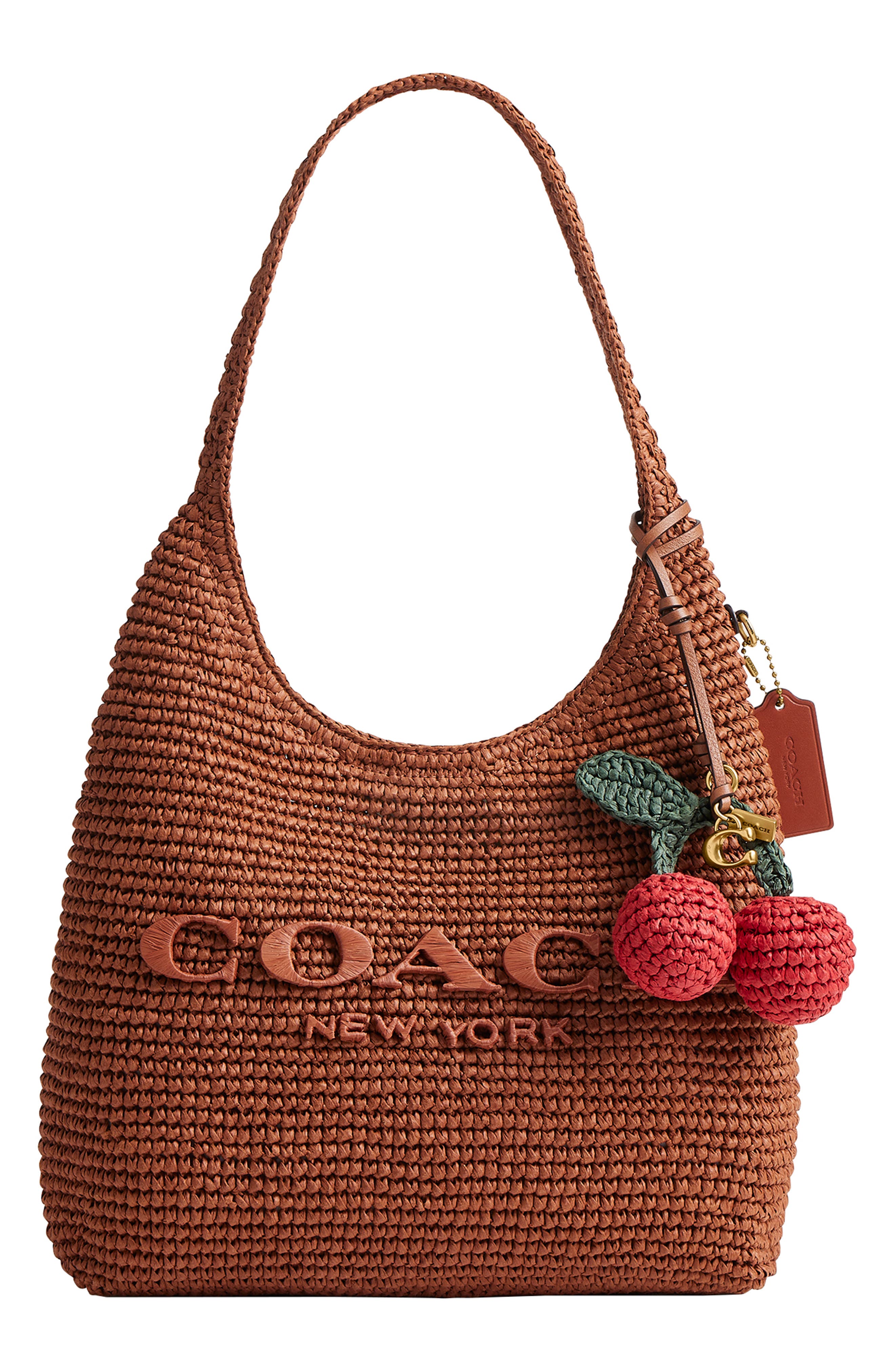 COACH Straw Cherries Bag Charm, Alternate, color, Red/ Multi