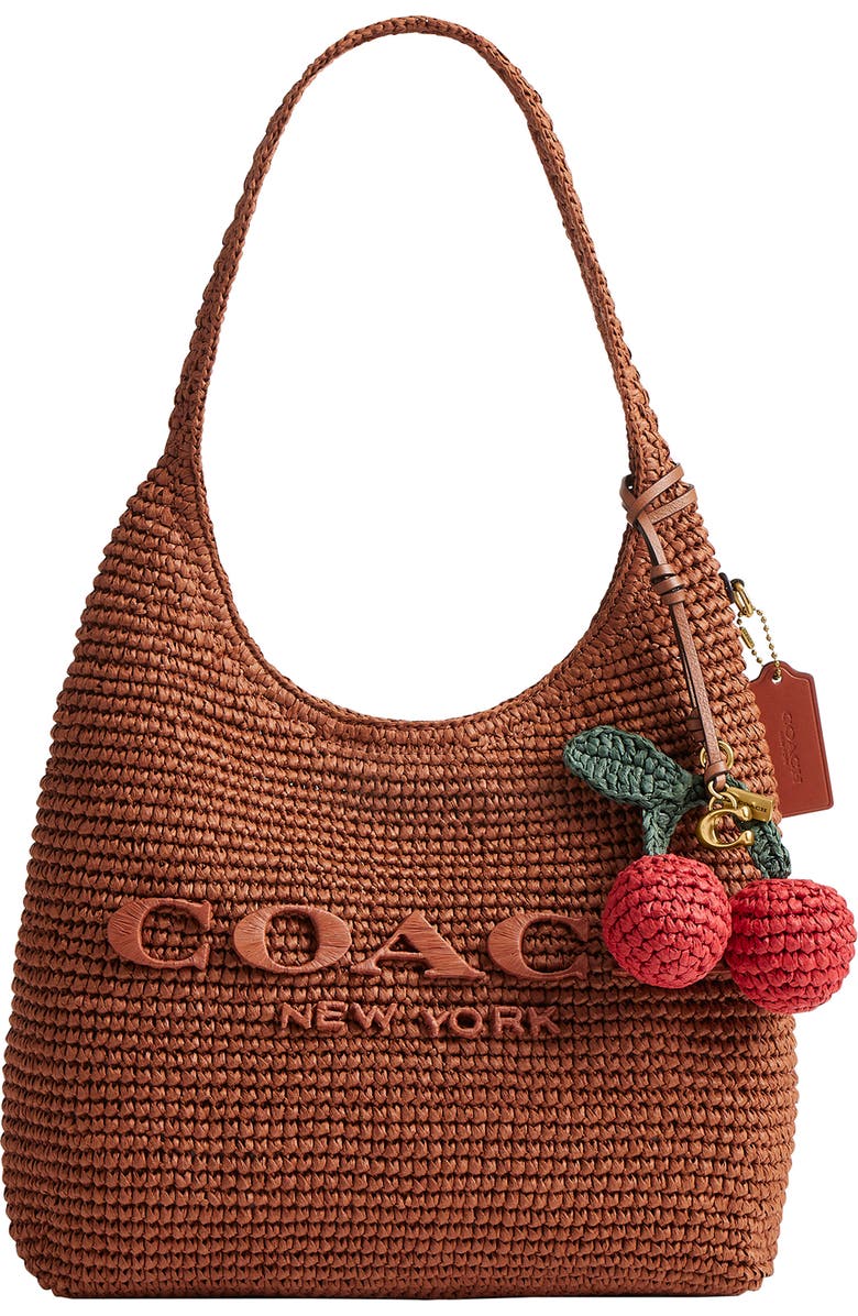 COACH Straw Cherries Bag Charm, Alternate, color, Red/ Multi