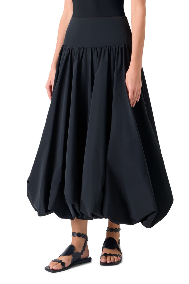 Techno Taffeta Balloon Hem Skirt, Alternate, color, BLACK