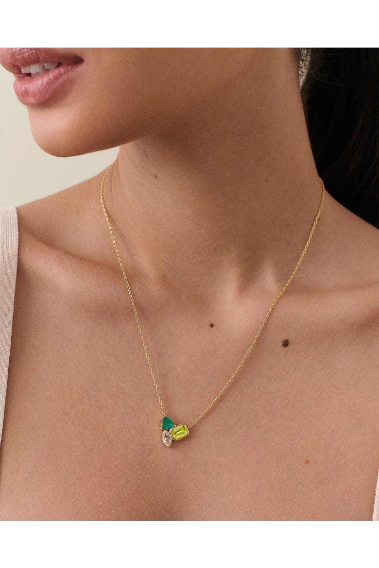 Trinity Green Gemstone Necklace, Alternate, color, Green