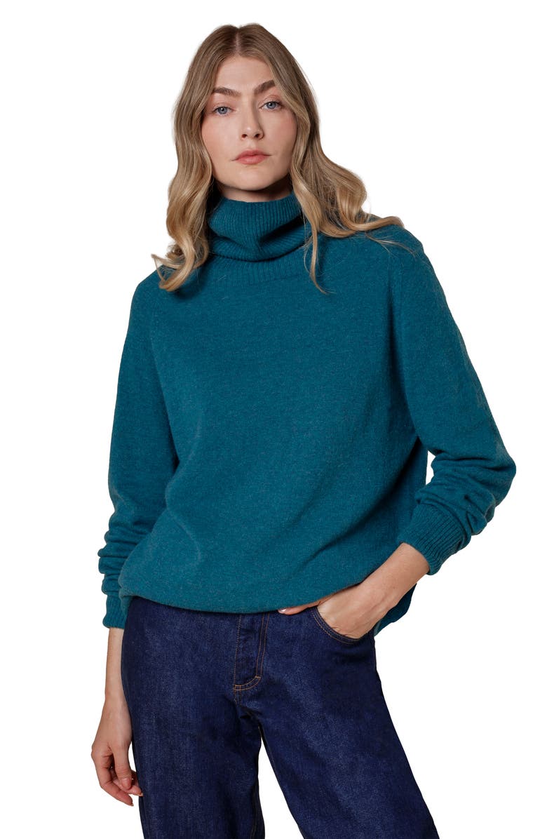 Celtic & Co. British Geelong Slouch Turtle Neck, Alternate, color, Teal