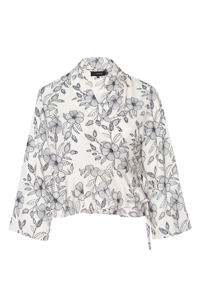 11 Honoré Esther Floral Long Sleeve Wrap Top, Alternate, color,