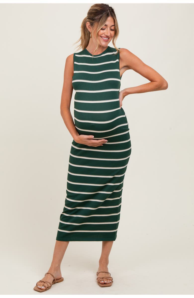 PinkBlush Striped Sleeveless Knit Midi Dress, Main, color, Forest Green