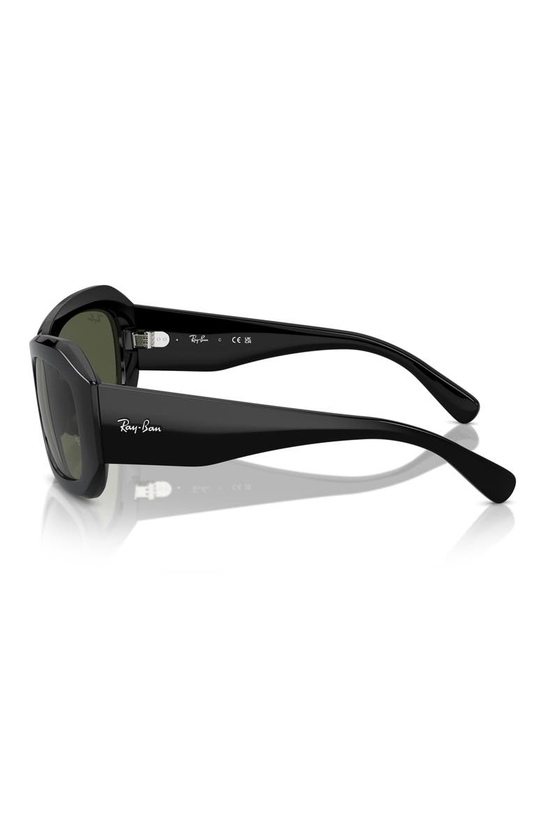Pillow Beate 56mm Wrap Sunglasses, Alternate, color, BLACK