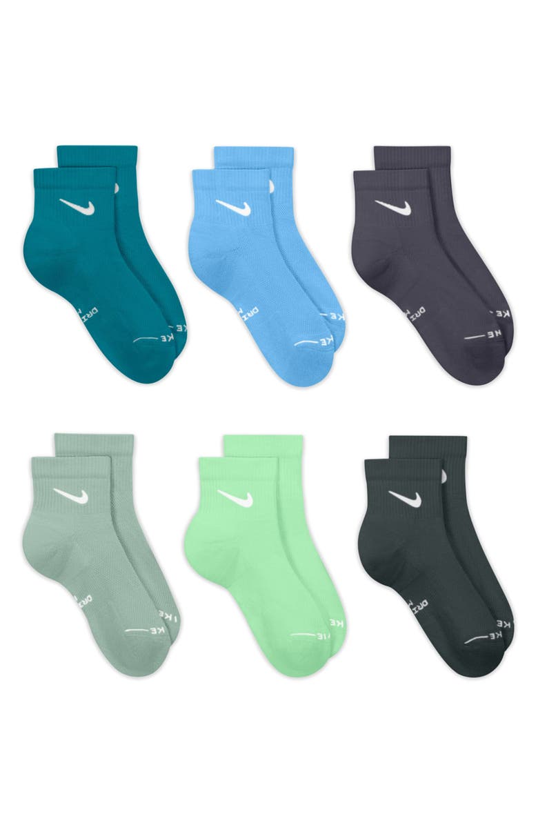 Nike Assorted 6-Pack Dri-FIT Cushioned Quarter Socks, Alternate, color,