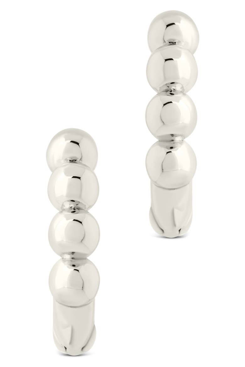 Natalie Polished Sphere Huggie Hoop Earrings, Alternate, color, SILVER
