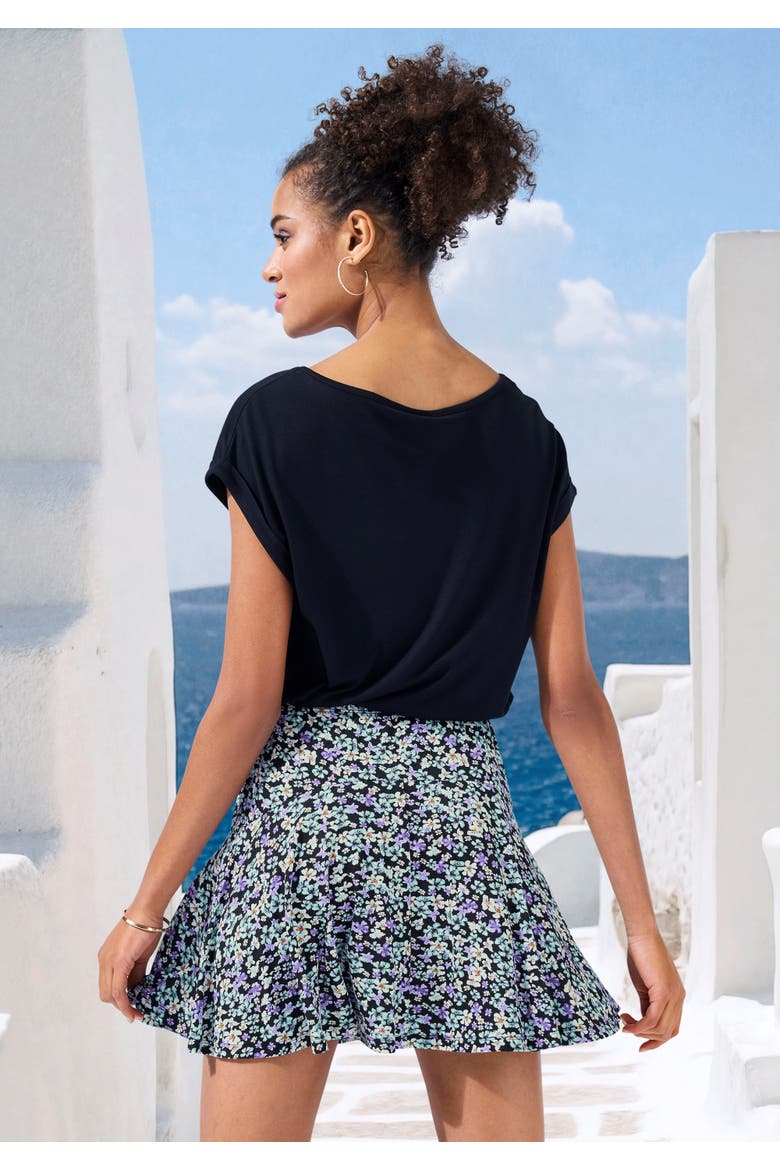 Flared Skort, Alternate, color, Lilac Turquoise