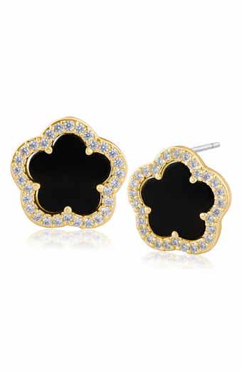 Pavé CZ Clover Stud Earrings