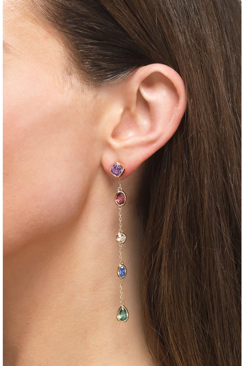 Imber Mixed Cut Cubic Zirconia Drop Earrings, Alternate, color, MULTI/ GOLD