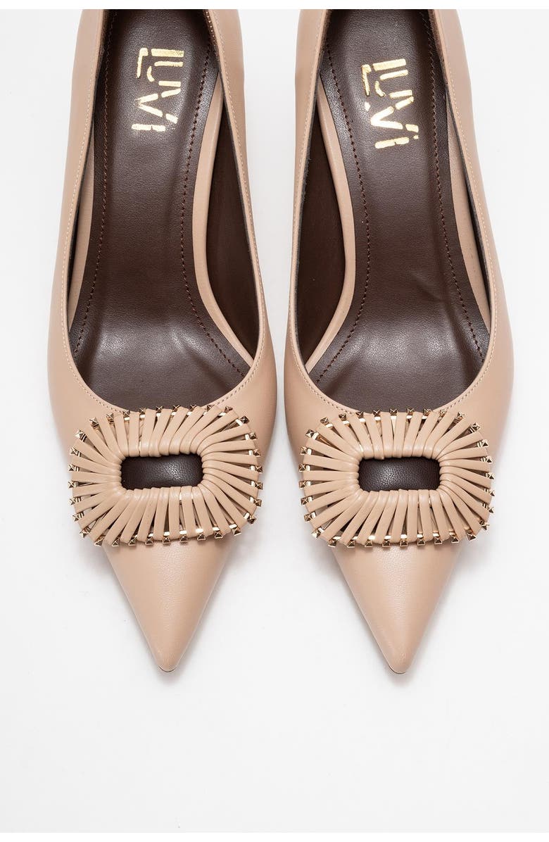 Prologue Shoes Great Buckle Pointed Toe Pump, Alternate, color, Beige