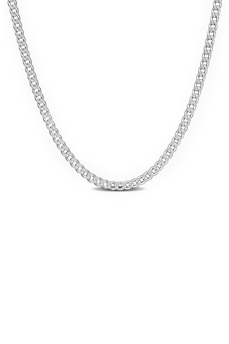 1.4mm Curb Link Chain Necklace, Main, color, SILVER
