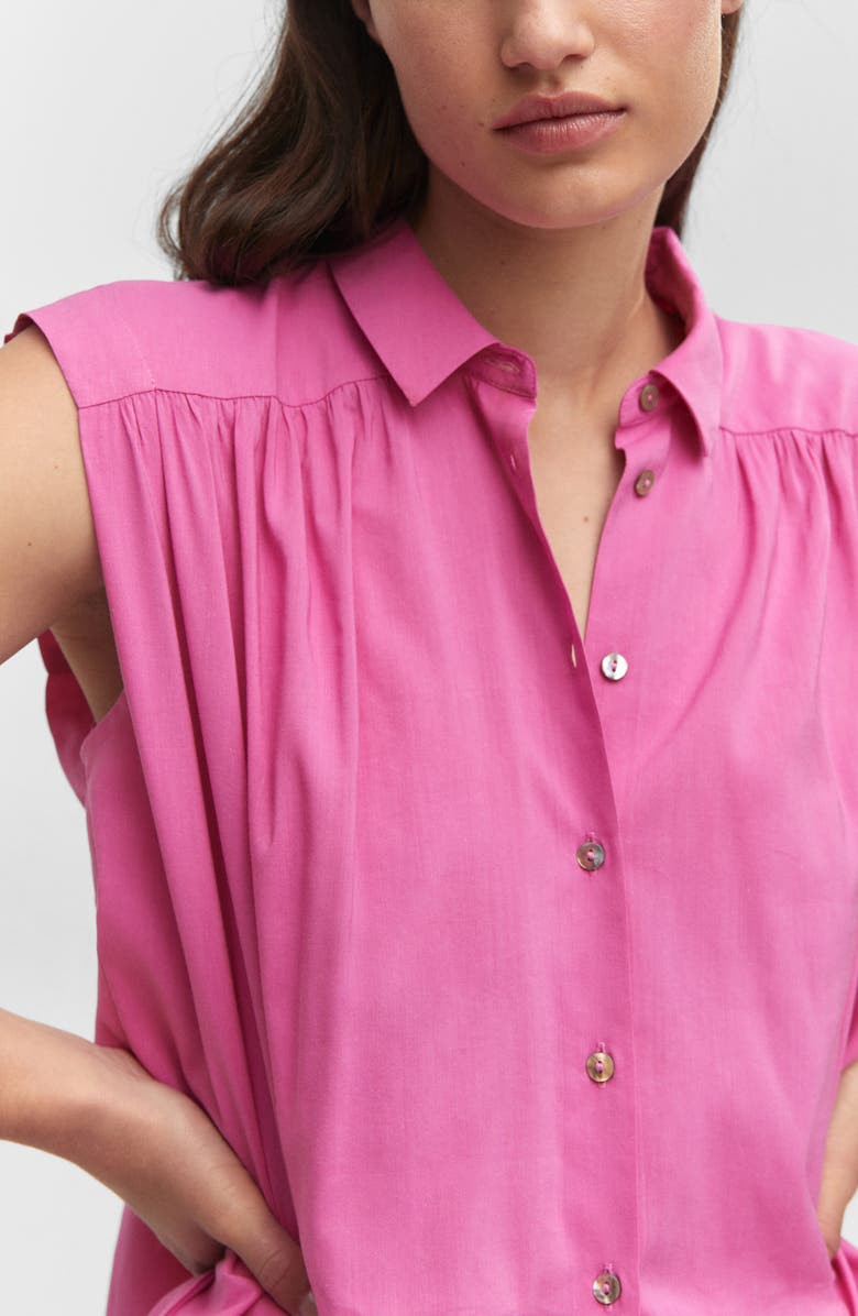 MANGO Sleeveless Button-Up Shirt, Alternate, color, 