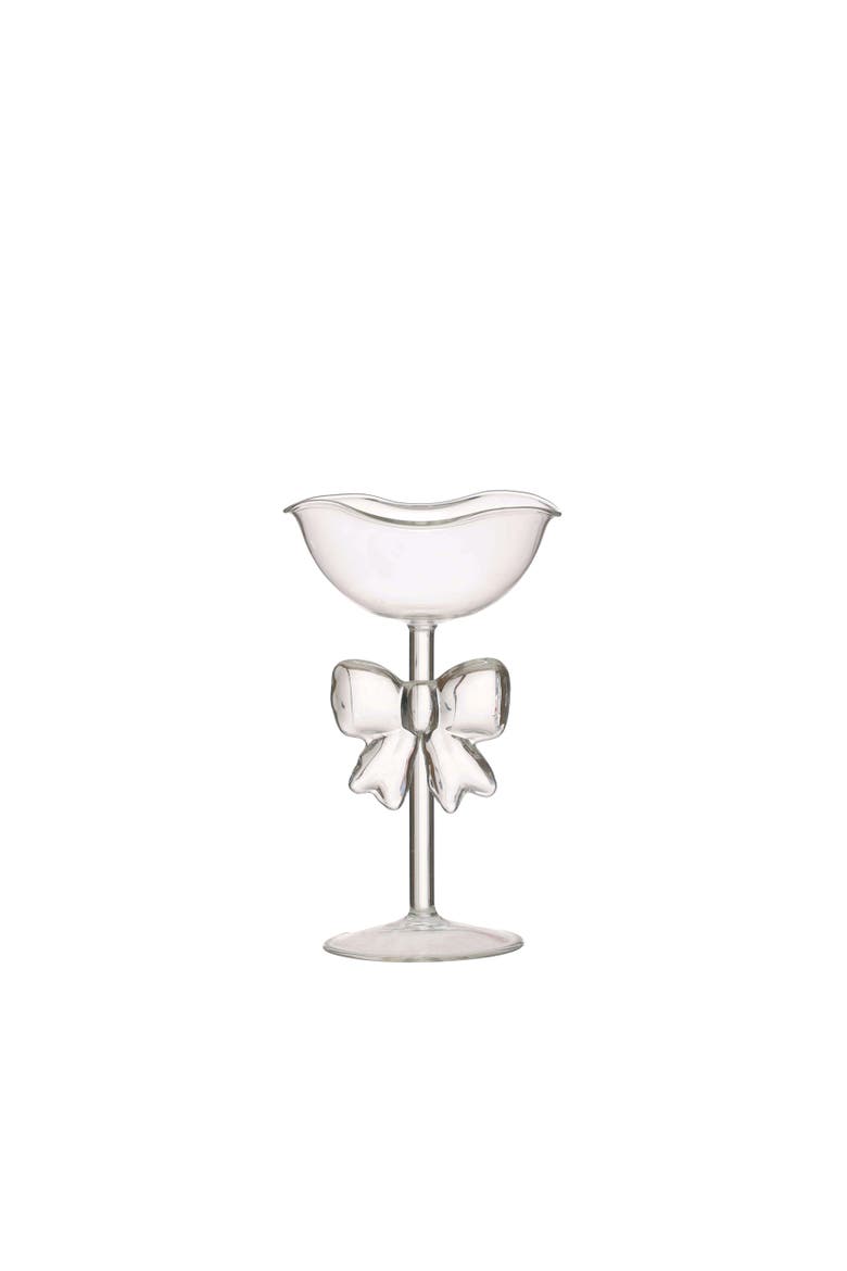 Glass Pedestal Bowl with Bow Detail, Main, color, Clear