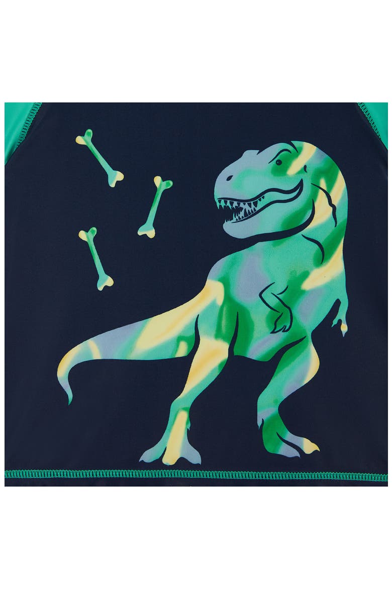Dinosaur Rashguard T-Shirt & Swim Shorts Set, Alternate, color, NAVY