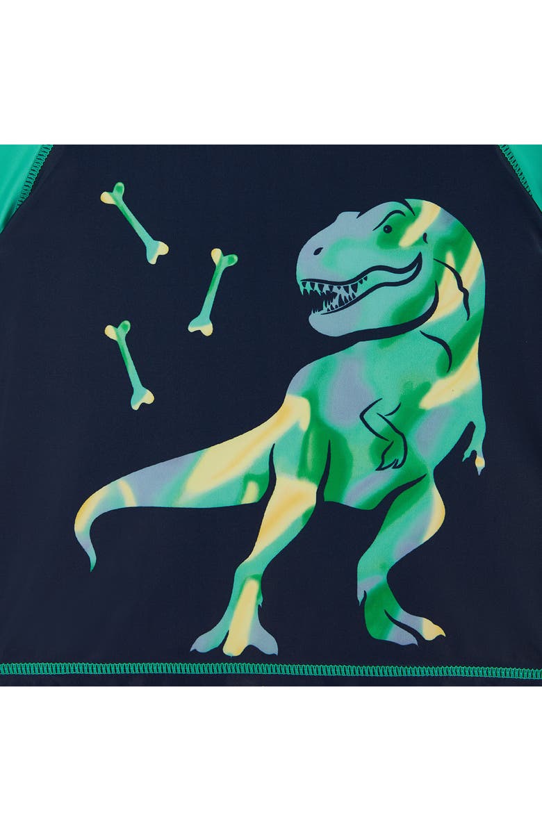Andy & Evan Dinosaur Rashguard T-Shirt & Swim Shorts Set, Alternate, color, 