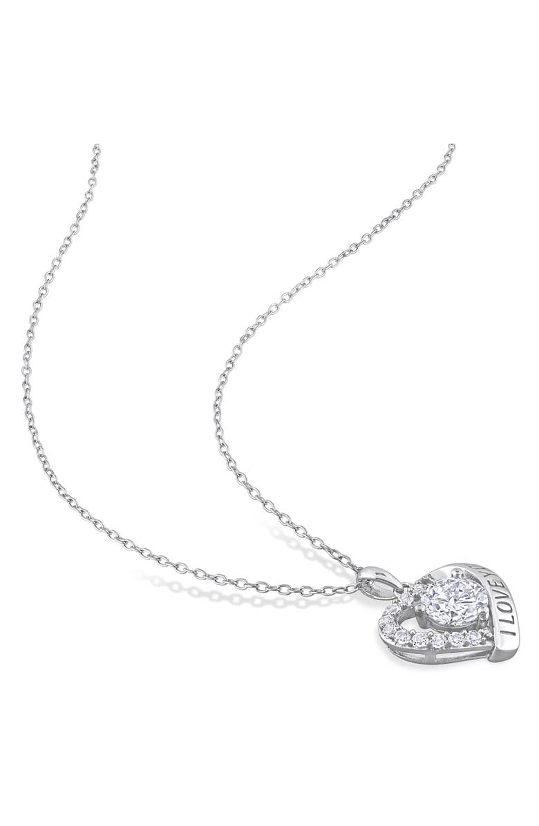 Julianna B. White Topaz I LOVE YOU Heart Necklace, Alternate, color,