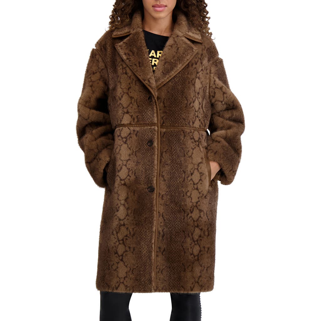 Karl Lagerfeld Paris Faux Fur Jacket In Brown