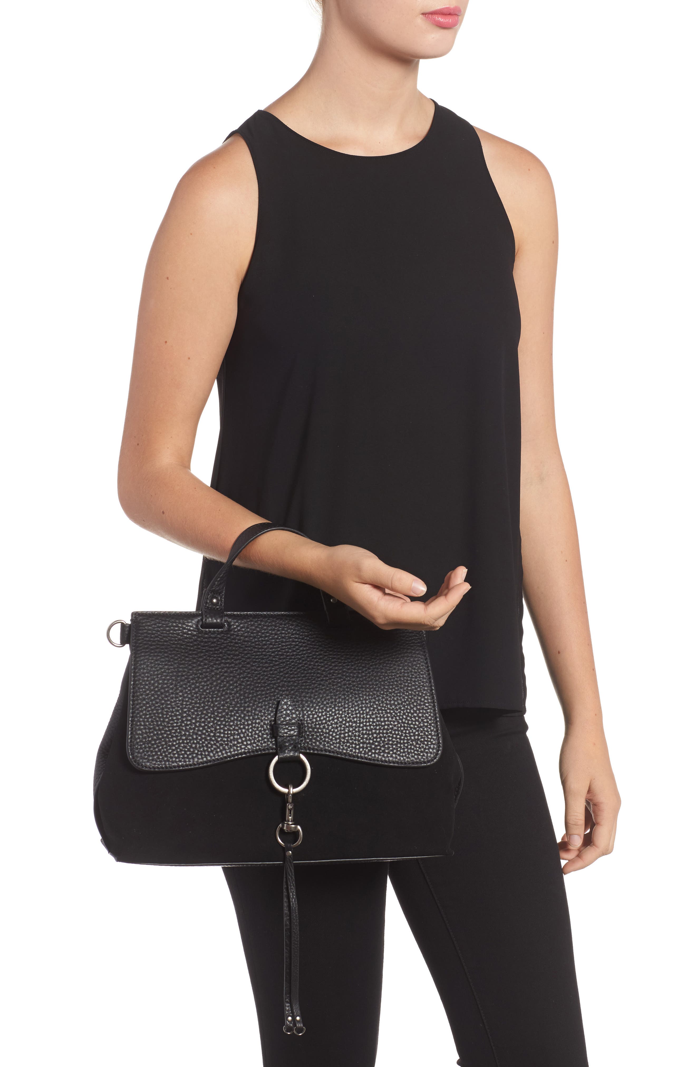 Rebecca Minkoff Medium Keith Suede & Leather Satchel, Alternate, color, 