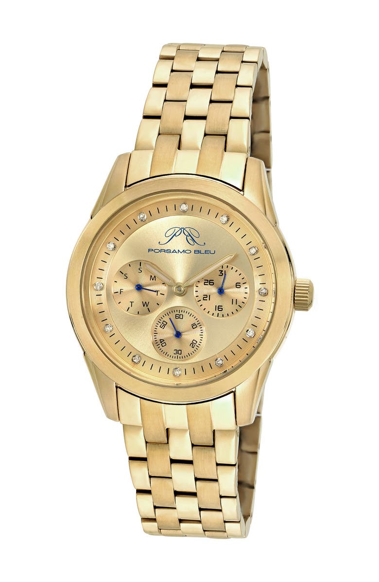 PORSAMO BLEU Women's Diana Diamond Japanese Quartz Watch, 39mm - 0.07 ctw, Main, color, Gold Tone