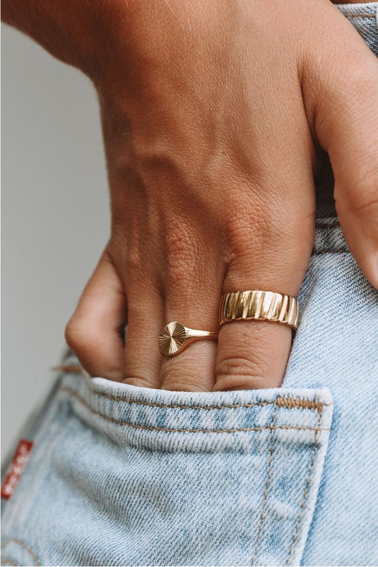 Sun Signet Ring, Alternate, color, Gold