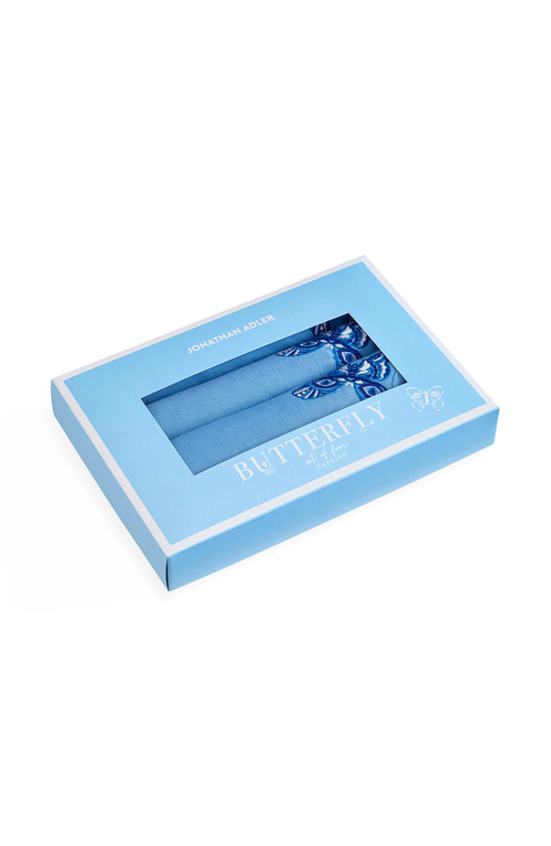 Jonathan Adler Butterfly Napkin Set In Blue/white