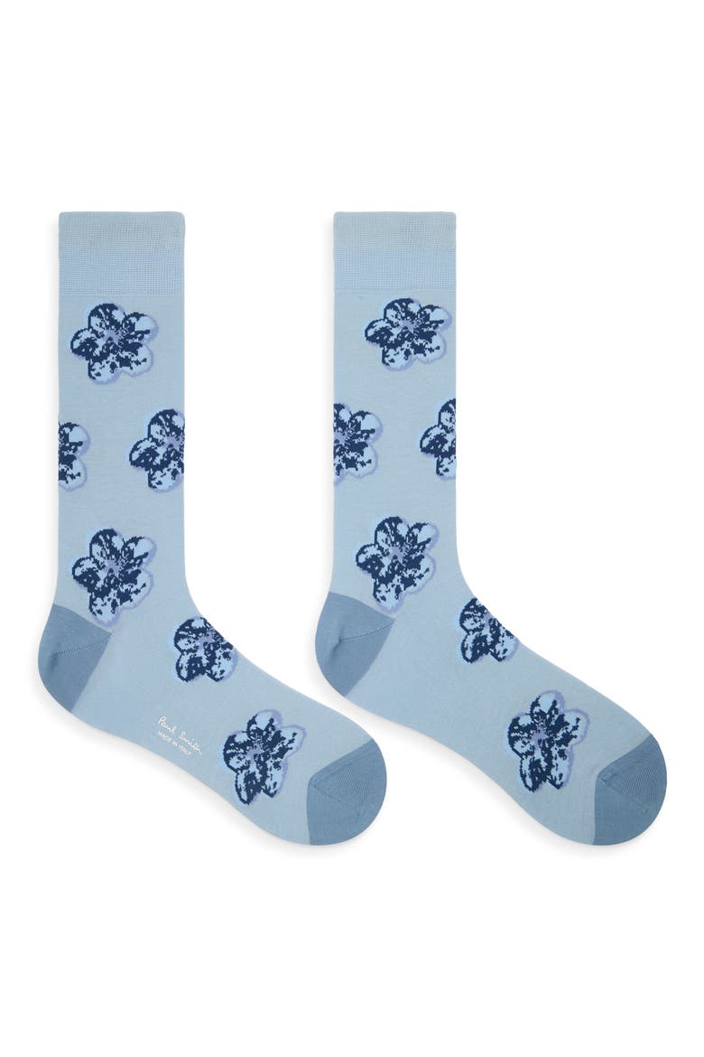 Zine Floral Dress Socks, Alternate, color, TURQUOISE