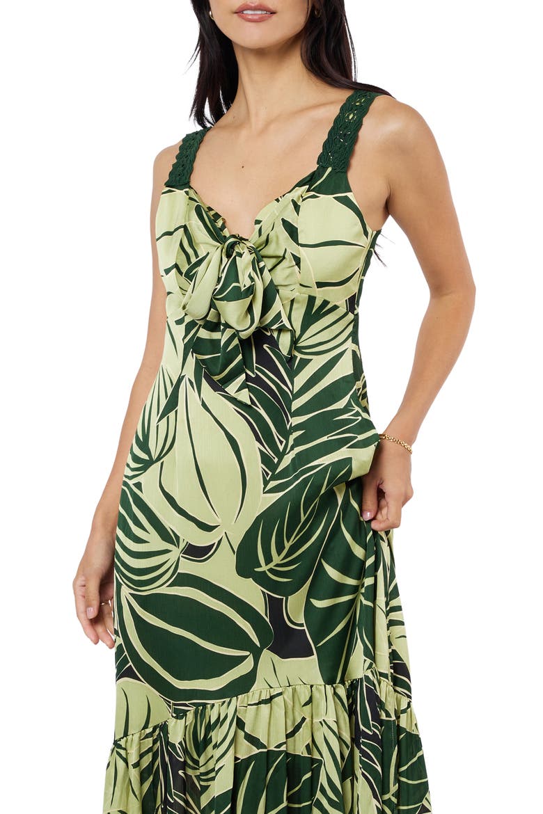 Kira Lace Trim Print Maxi Dress, Alternate, color, GREEN MULTI