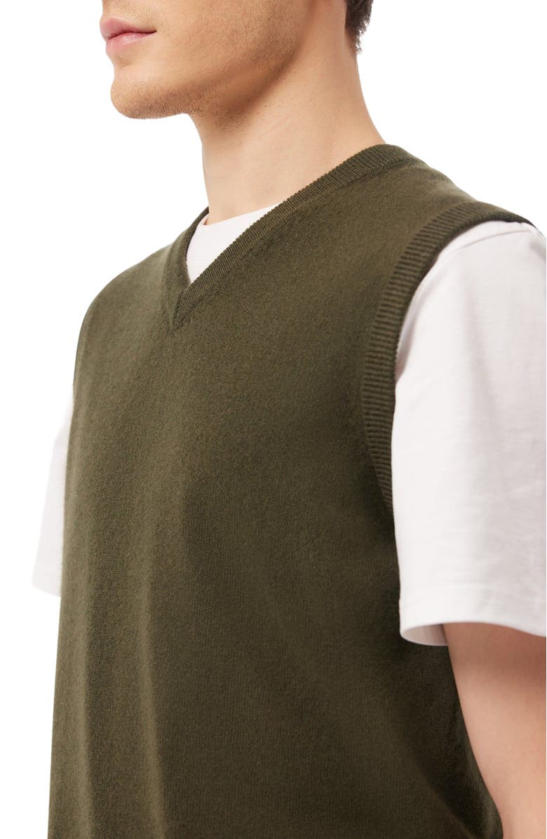GOBI Mongolian Cashmere Essential V-Neck Cashmere Vest, Alternate, color, Capulet Olive