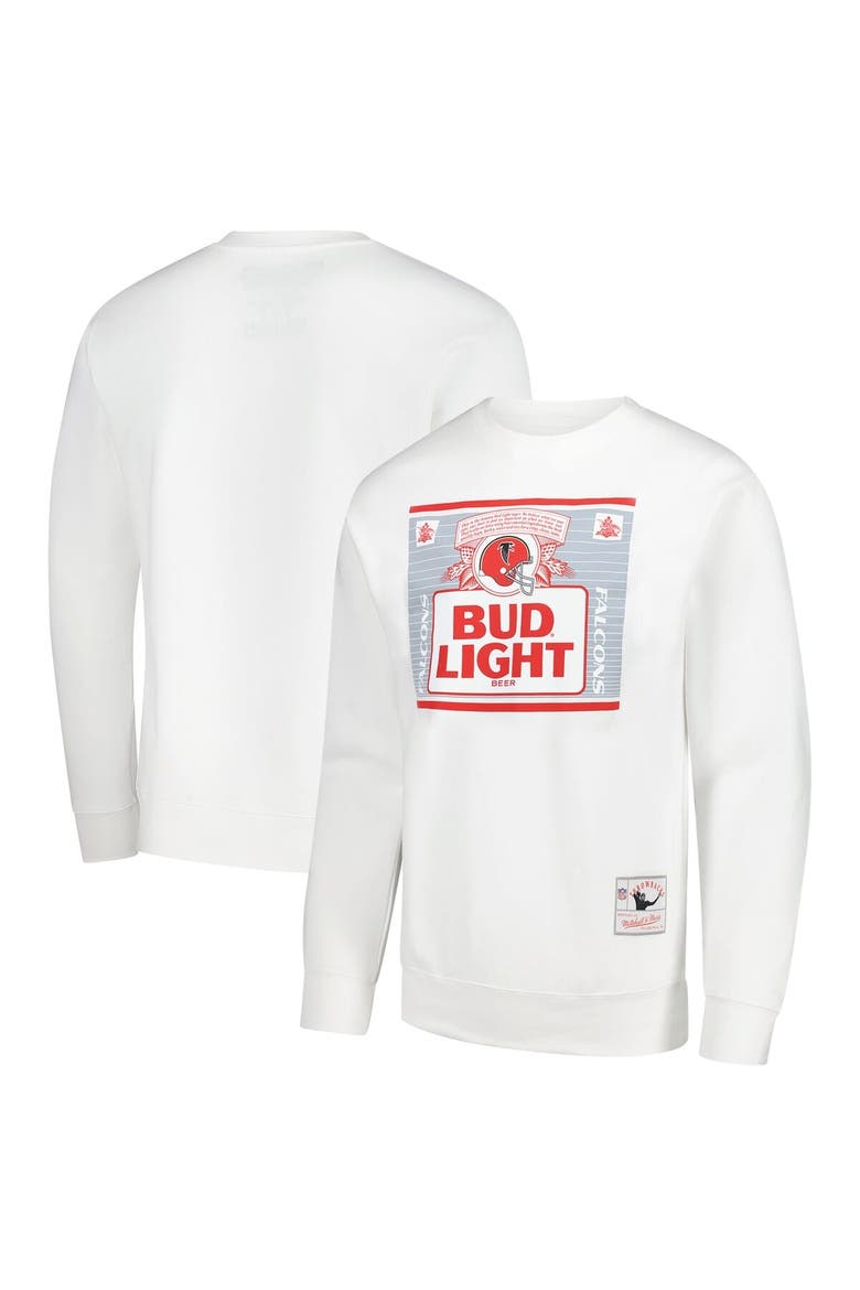 Men's Mitchell & Ness x Bud Light White Atlanta Falcons The Crest Pullover Sweatshirt, Alternate, color, White